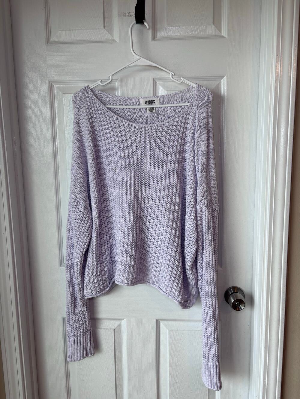 PINK Victoria’s Secret Lavender Open Knit Oversized Sweater Size L